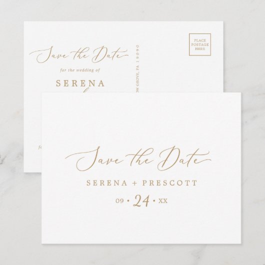 Horizontaal fijn goud opslaan het Briefkaart Datum (Voorkant / Achterkant)