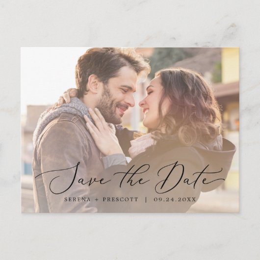 Horizontaal foto-QR-code selecteren Sla de datum o Uitnodiging Briefkaart (Voorkant)