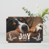 Horizontaal foto van dog peul en ringpenknep feestdagenkaart (Staand voorkant)