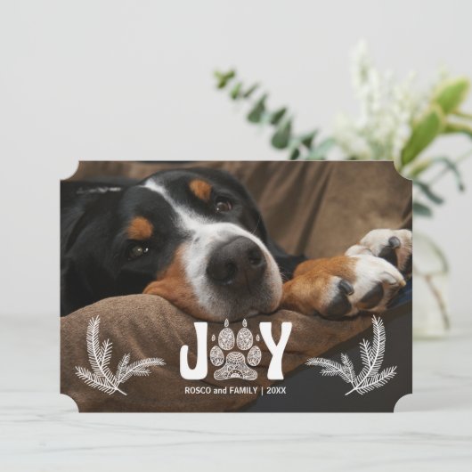 Horizontaal foto van dog peul en ringpenknep feestdagenkaart (Staand voorkant)