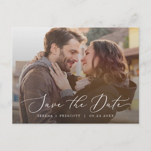 Horizontaal fotooverzicht opslaan Datum Uitnodiging Briefkaart (Voorkant)