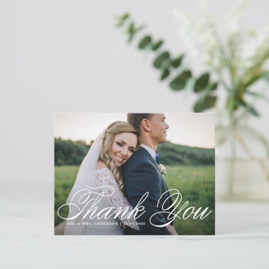 Horizontaal foto's van Elegant Script Weddenschap  Briefkaart (Staand voorkant)