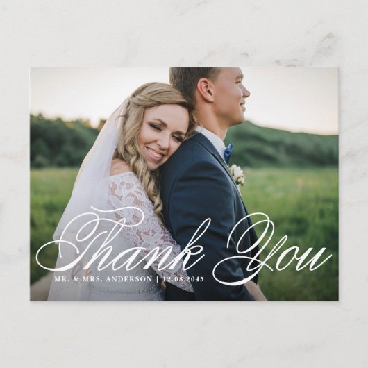 Horizontaal foto's van Elegant Script Weddenschap  Briefkaart (Voorkant)