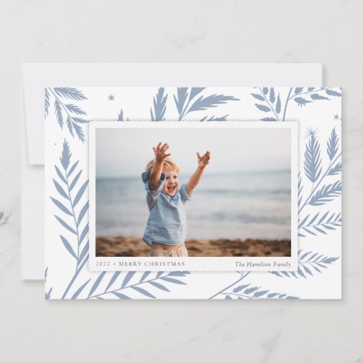 Horizontaal gedrukte botanische foto feestdagenkaart (Voorkant)