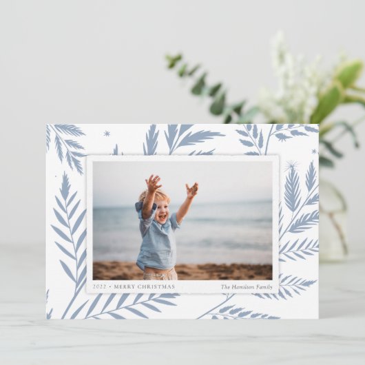 Horizontaal gedrukte botanische foto feestdagenkaart (Staand voorkant)