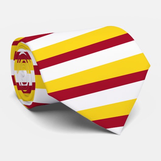 Horizontaal geel en lepel Stropdas met streping (Opgerold)