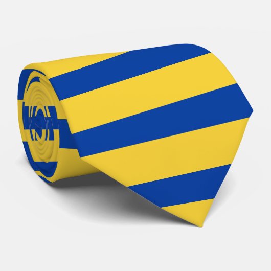 Horizontaal geel-goud en Royal Blue Stropdas (Opgerold)