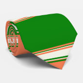 Horizontaal gestreept koraal groen en ivoor stropdas (Opgerold)