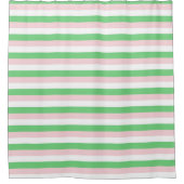 Horizontaal Groen Blush Roze Pastel Retro Modern Douchegordijn (Voorkant)