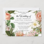 Horizontaal jager Ivory  Floral Wedding Kaart (Voorkant)