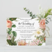 Horizontaal jager Ivory  Floral Wedding Kaart (Staand voorkant)