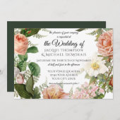 Horizontaal jager Ivory  Floral Wedding Kaart (Voorkant / Achterkant)