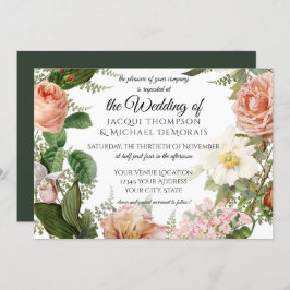Horizontaal jager Ivory  Floral Wedding Kaart