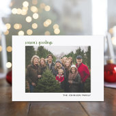 Horizontaal kerstgroen lichtje met foto's feestdagenkaart