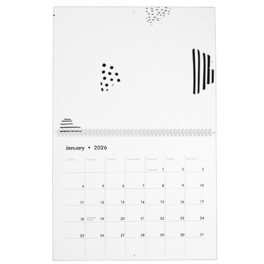 Horizontaal, middelgrijs kalender (Jan 2026)