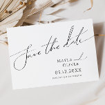 Horizontaal minialistisch script save the date<br><div class="desc">Dit slimme, minimalistische script horizontaal, behalve de datum, is perfect voor je klassieke, eenvoudige zwarte en witte, minimale moderne boho bruiloft. Het ontwerp biedt elegante, delicate en romantische handgeschreven kalligrafie met een formele shabby chic typografie. De blik zal goed gaan met om het even welk trouwseizoen: lente, zomer, herfst, of...</div>