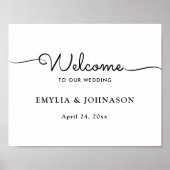 Horizontaal Minimalistisch Elegant Script Trouwbor Poster (Voorkant)