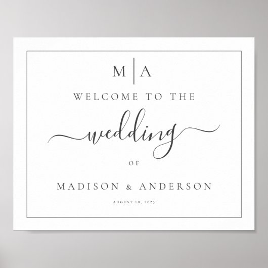 Horizontaal monogram weddenschap poster (Voorkant)