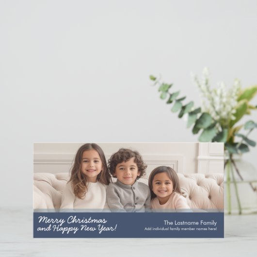 Horizontaal of panoramisch kerstfeest feestdagenkaart (Staand voorkant)