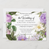 Horizontaal Paars zeeblauw Ivory  Floral Kaart (Voorkant)