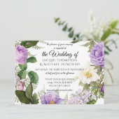 Horizontaal Paars zeeblauw Ivory  Floral Kaart (Staand voorkant)