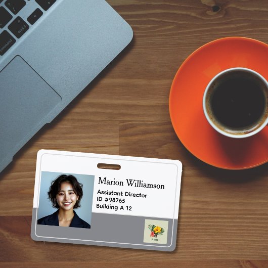 Horizontaal personeelsfoto bedrijfslogo badge