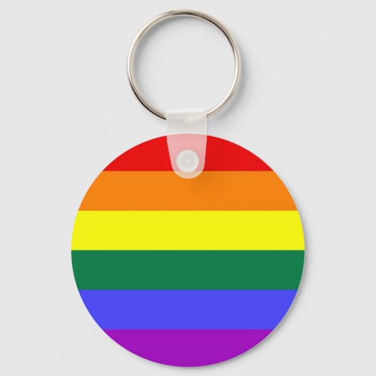 Horizontaal regenboogvlag met Gay Pride Sleutelhanger (Voorkant)