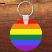 Horizontaal regenboogvlag met Gay Pride Sleutelhanger (Voorkant)