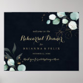 Horizontaal repetitief diner Welkomstbord Blauw te Poster (Voorkant)