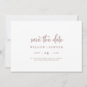 Horizontaal Roos Gold Script opslaan Datum Save The Date (Voorkant)