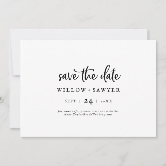 Horizontaal script opslaan Datum Save The Date (Voorkant)