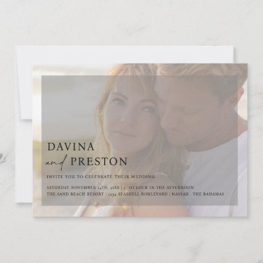 Horizontaal script voor hedendaagse foto's bruilof kaart (Voorkant)