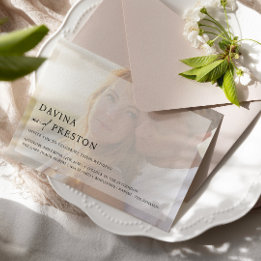 Horizontaal script voor hedendaagse foto's bruilof kaart