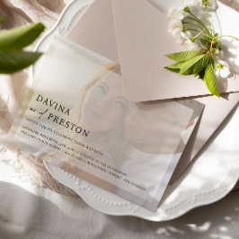 Horizontaal script voor hedendaagse foto's bruilof kaart