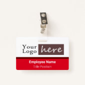 Horizontaal stijlpagina Naam Logo werknemer Rood Badge (Voorkant met clip)