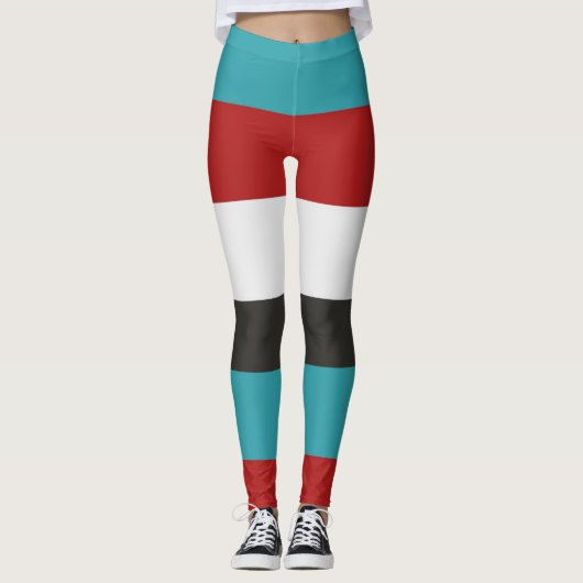 Horizontaal strippatroon donkergrijs leggings (Voorkant)
