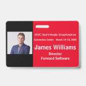 Horizontaal Symposium Badge Rood, Wit, Zwart (Achterkant)