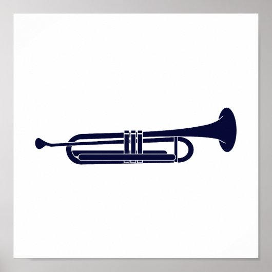 Horizontaal Trumpet Solid Blue Musician Grafisch Poster (Voorkant)