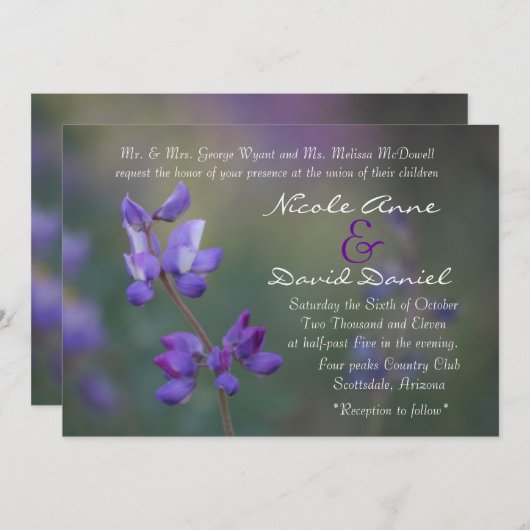 horizontaal veld Lupine-uitnodiging Kaart (Voorkant / Achterkant)