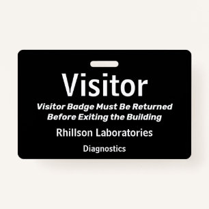 Horizontaal Visitor Pass Black and White Design Badge