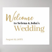 Horizontaal wit gouden elegante trouw welkom bord poster (Voorkant)