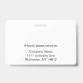 Horizontaal wit ID-badge Badge (Achterkant)