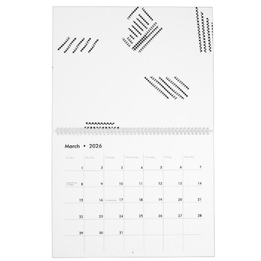 Horizontaal, zilveren krijt kalender (Mar 2026)