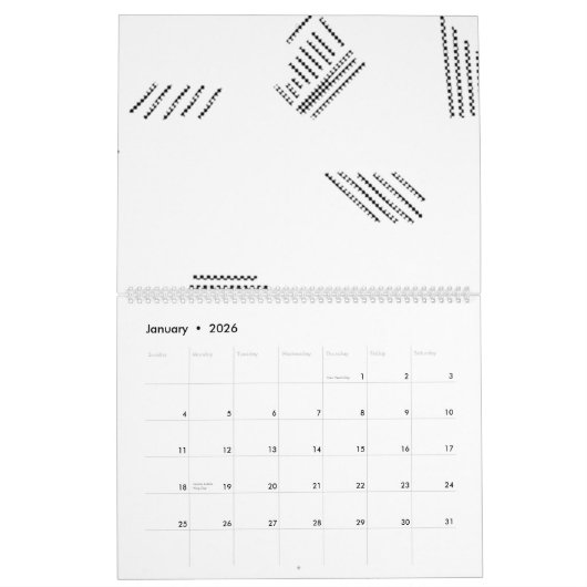 Horizontaal, zilveren krijt kalender (Jan 2026)