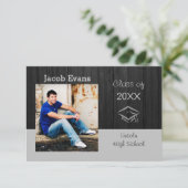 Horizontaal zwart hout Foto 3x5 Afstudeerder Aanko Kaart (Staand voorkant)