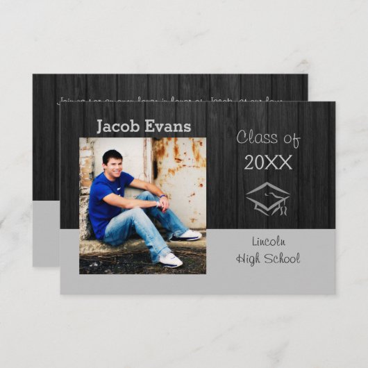 Horizontaal zwart hout Foto 3x5 Afstudeerder Aanko Kaart (Voorkant / Achterkant)