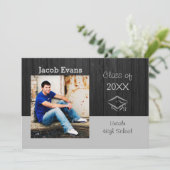 Horizontaal zwart hout Foto — Aankondiging Afstude (Staand voorkant)