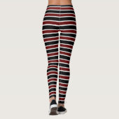 Horizontaal zwart maroon White Stripe Pattern Leggings (Achterkant)