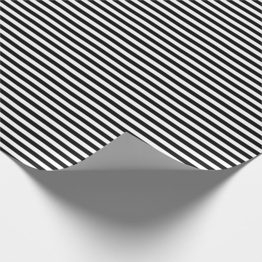 Horizontaal zwart-wit streeppatroon cadeaupapier (Hoek)