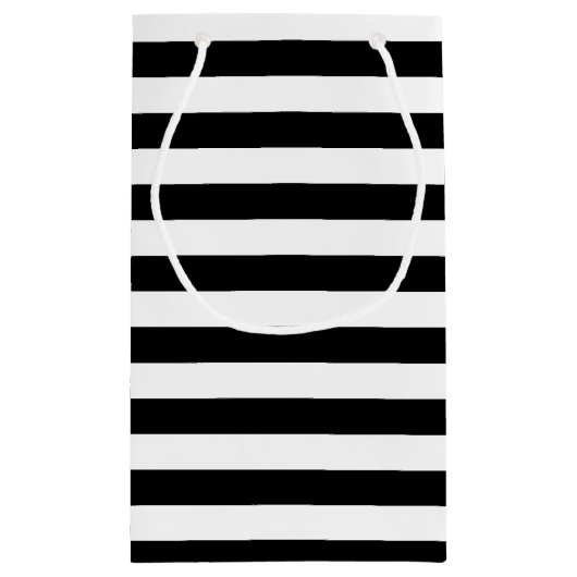 Horizontaal zwart-wit streeppatroon klein cadeauzakje (Achterkant)